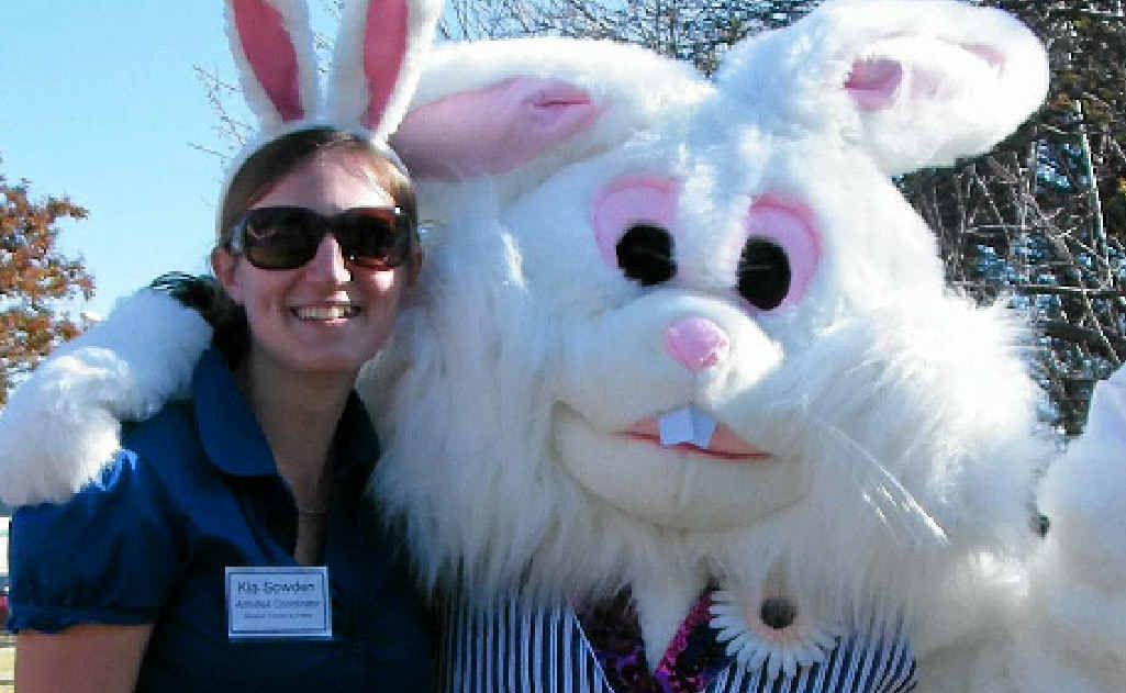 Kia Sowden with the Easter Bunny. Kia Sowden with the Easter Bunny.